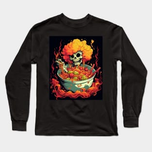 kawaii japanese anime Skeleton Halloween ramen Food Lovers Long Sleeve T-Shirt